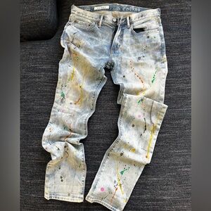 Men's GAP 1969 light wash Jeans with Multicolor Paint Splatter